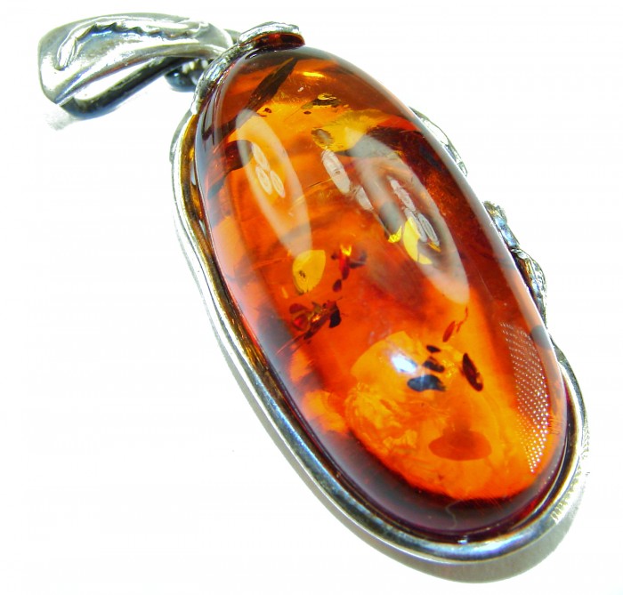 Prehistoric Authentic Baltic Amber .925 Sterling Silver beautifully handcrafted Pendant
