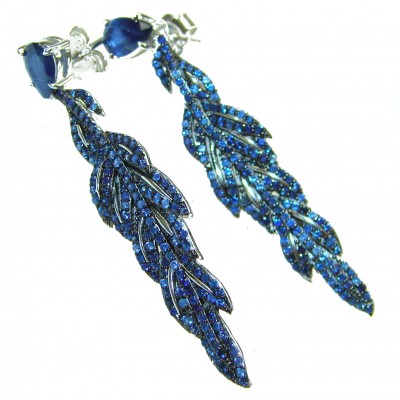 Giovanna - Authentic oval cut 9.9 carat Sapphire .925 Sterling Silver handcrafted earrings