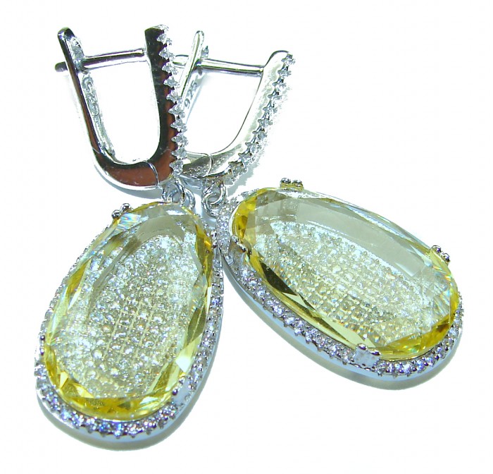 Costa del Sol 15.8 carat Lemon Quartz .925 Sterling Silver handcrafted Statement Earrings