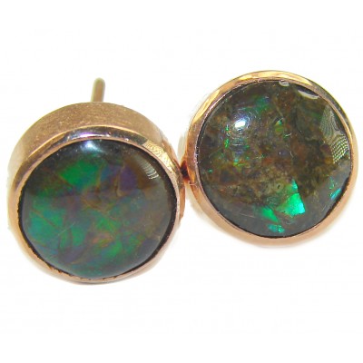 Sublime Aura Canadian Fire Ammolite 14K Gold over .925 Sterling Silver handmade earrings