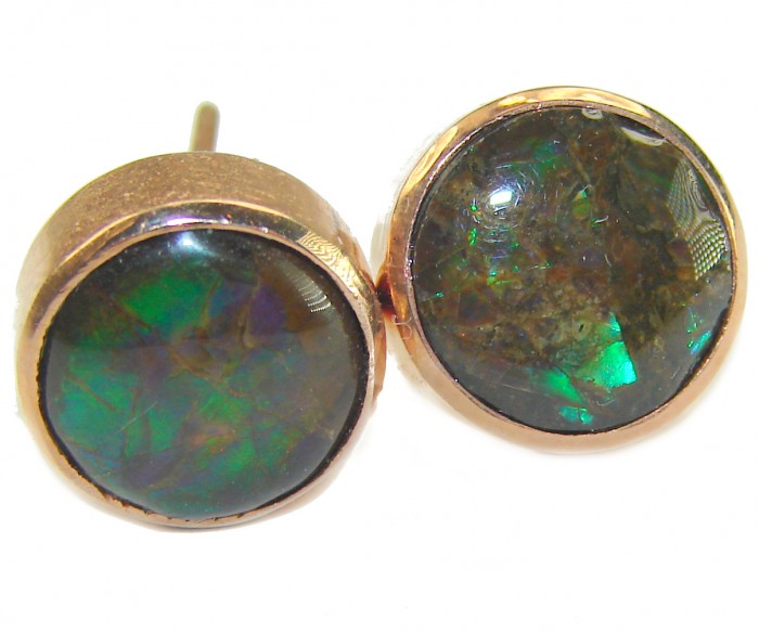 Sublime Aura Canadian Fire Ammolite 14K Gold over .925 Sterling Silver handmade earrings