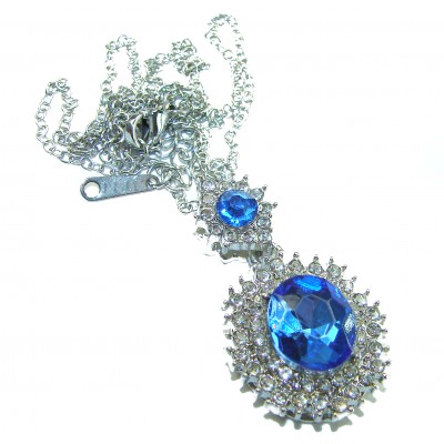 Pacifica 15.5 carat Swiss Blue Topaz .925 Sterling Silver Handcrafted necklace