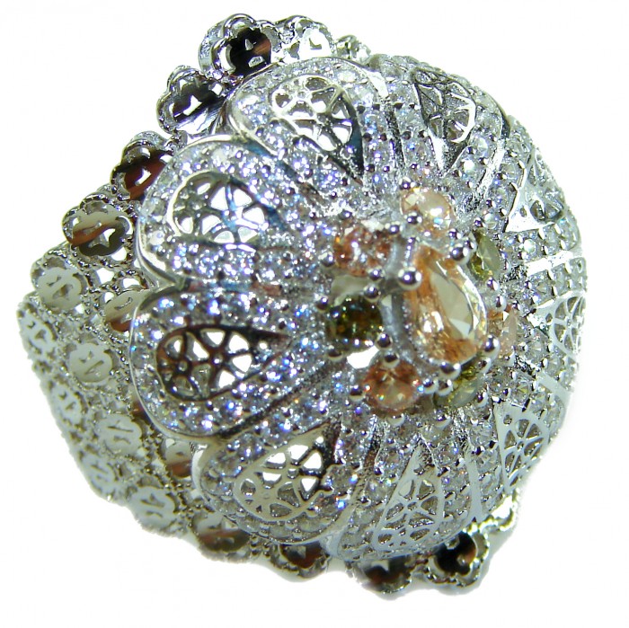 Casablanca Italy made 1.8 carat yellow Sapphire .925 Sterling Silver brilliantly handcrafted ring s. 6 3/4