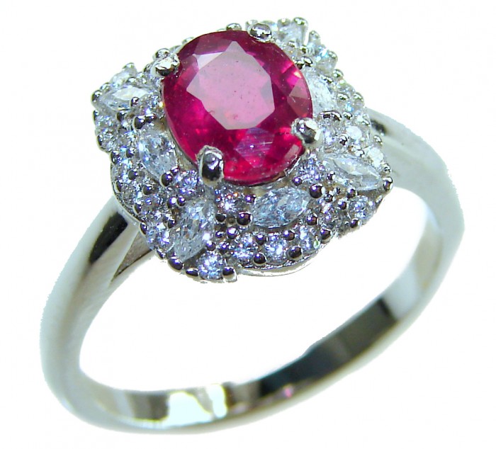 Authentic Ruby .925 Sterling Silver brilliantly handcrafted ring s. 6 3/4