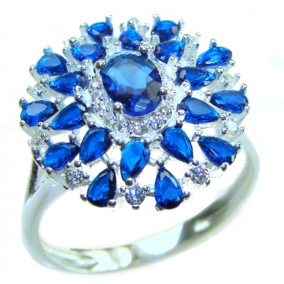 Genuine 10.2 CARAT Sapphire .925 Sterling Silver Large Statement Ring size 7 3/4