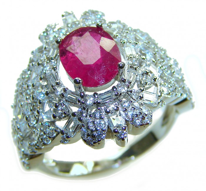 Real Beauty Natural 3.4 carat Ruby .925 Sterling Silver handmade Statement Ring size 6 1/4