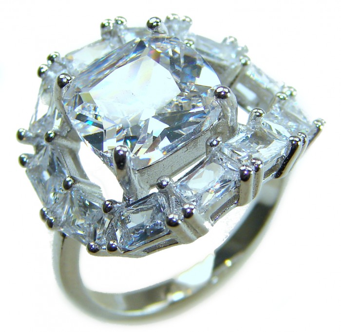 New Concept 14.5 carat White Topaz .925 Sterling Silver ring size 7