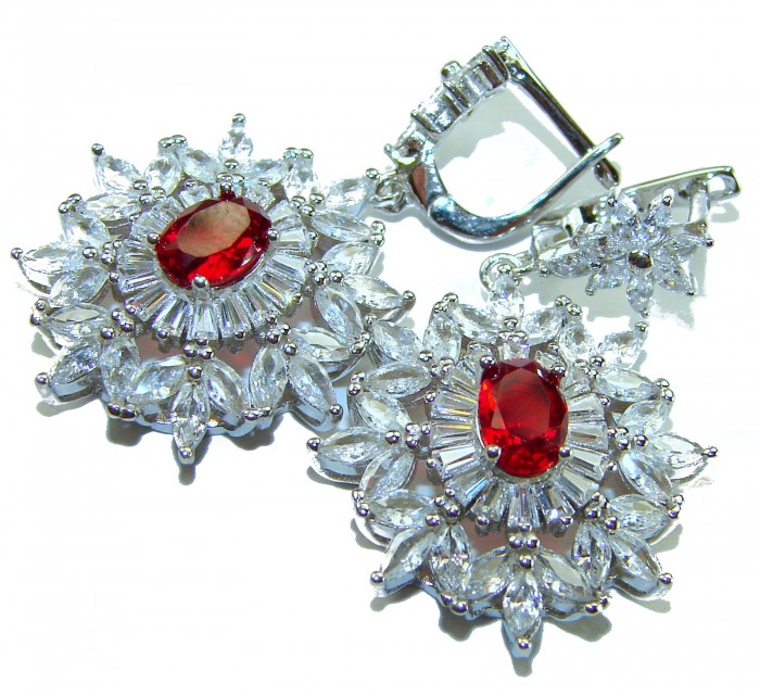 Magnificent Jewel 8.5 carat Ruby .925 Sterling Silver handcrafted incredible earrings