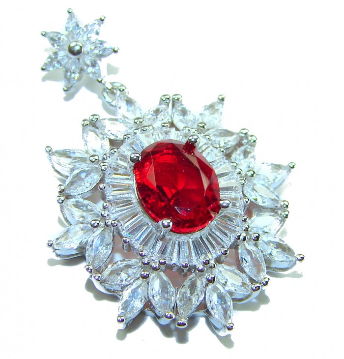 Heirloom Genuine 4.5 carat Ruby .925 Sterling Silver handmade Pendant