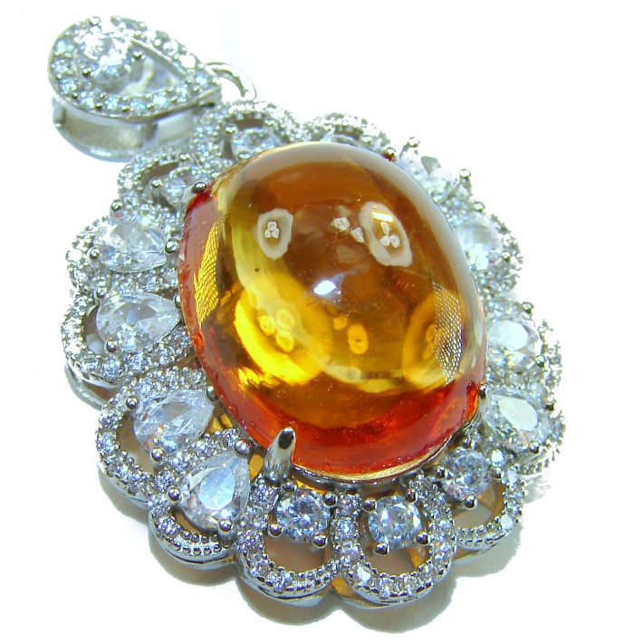 Emily Luxury genuine 18.5 CARAT Golden Topaz .925 Sterling Silver handmade Pendant