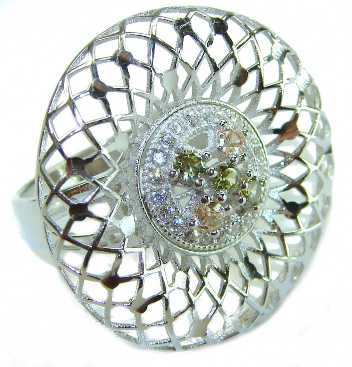 Casablanca - authentic 2.2 carat Tourmaline .925 Sterling Silver brilliantly handcrafted ring s. 7