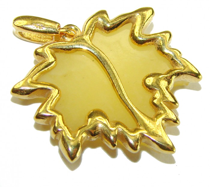 Golden Leaf Buttescotch Baltic Amber .925 Sterling Silver dipped in 18K Gold handmade pendant