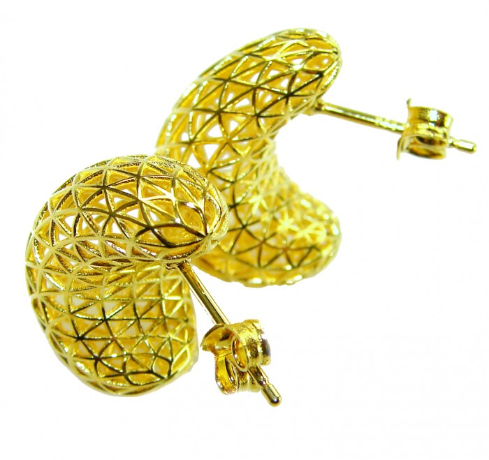 Dubai Style - .925 Sterling Silver dipped in 22K Gold handmade Earrings