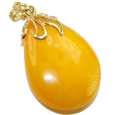 Sea Treasure Prehistoric Authentic Butterscotch Baltic Amber 18k Gold over .925 Sterling Silver beautifully handcrafted Pendant