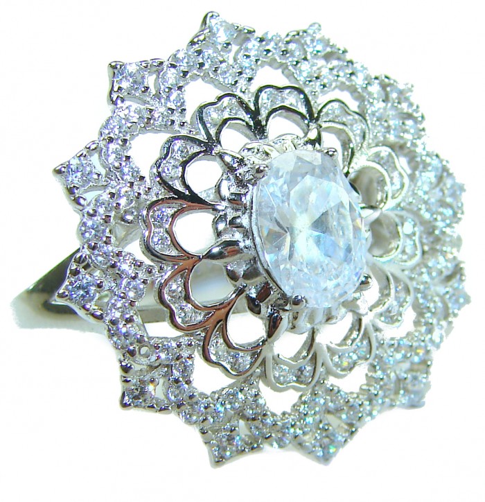 New Concept 14.5 carat White Topaz .925 Sterling Silver ring size 7