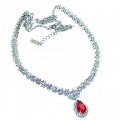 Julietta Luxurious natural 4 .5 carat Ruby .925 Sterling Silver handmade necklace