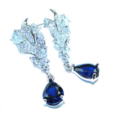Giovanna - Authentic pear cut 3.9 carat Sapphire .925 Sterling Silver handcrafted earrings