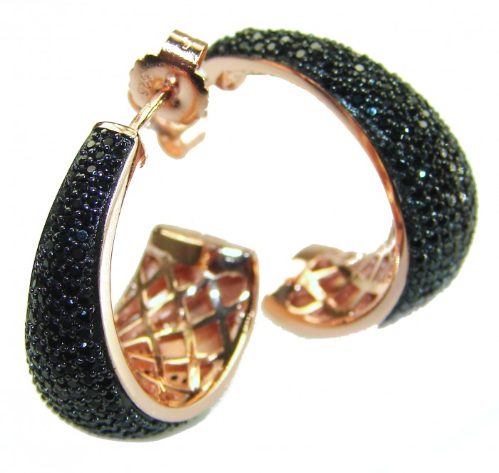 My Passion Authentic Black Diamond 22K Rose Gold over .925 Sterling Silver handcrafted earrings
