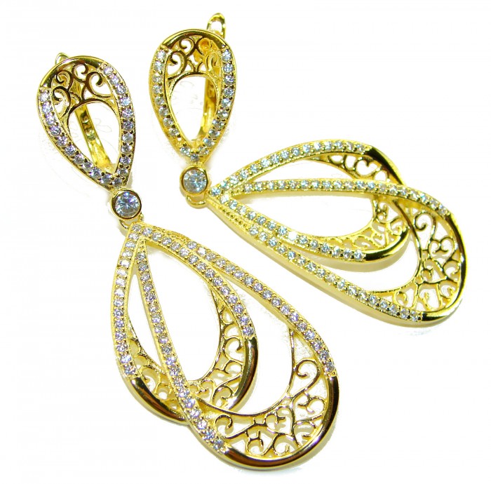 Black Label Collection - Dubai Style - Natural 22K Gold over .925 Sterling Silver handmade earrings