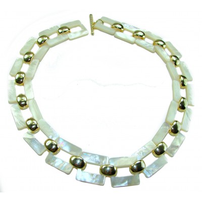 Rainbow Cascade Precious natural Blister Pearl 18K Gold over .925 Sterling Silver Necklace; 83.5 grams