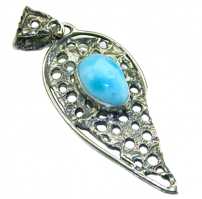 The best quality Natural Larimar from Dominican Republic .925 Sterling Silver handcrafted pendant