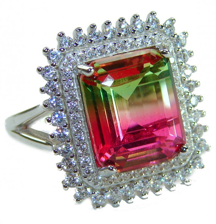 Bella Rosa Natural 10.8 carat Pink Topaz .925 Sterling Silver handmade Statement Ring size 7