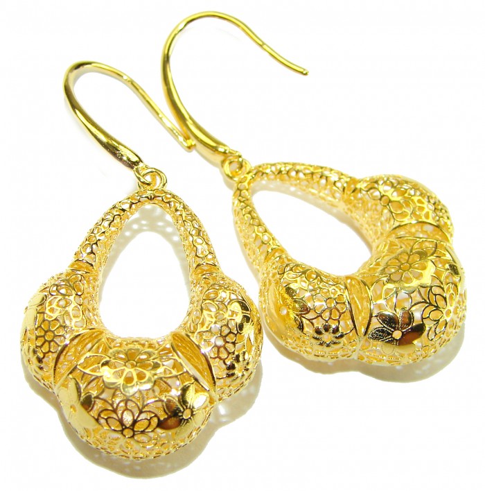 Black Label Collection - Dubai Style - Natural 22K Gold over .925 Sterling Silver handmade earrings