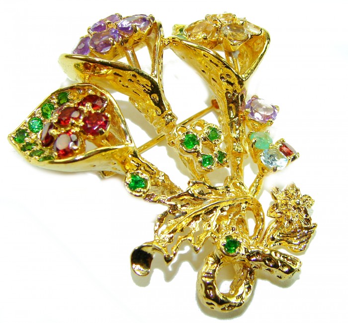 Summer Breeze Precious Multigem .925 Sterling Silver .925 Sterling Silver dipped in 18K Gold Pendant Brooch