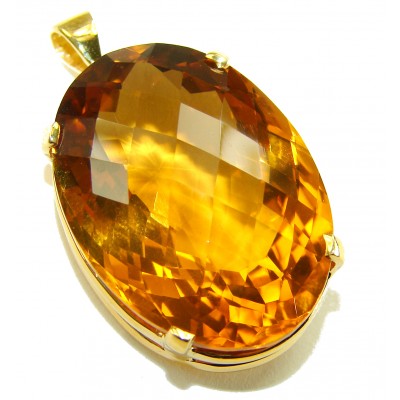 Luxury genuine 39.7 CARAT oval cut Champagne Topaz .925 Sterling Silver dipped in 22K Gold handmade Pendant