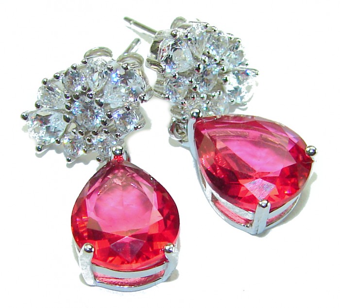 Giovanna - Magnificent Jewel 6.5 carat Ruby .925 Sterling Silver handcrafted incredible earrings