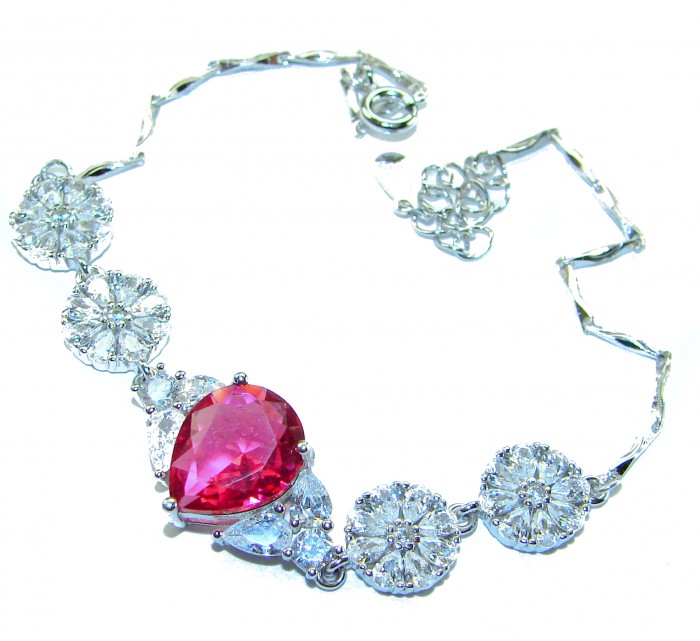 Giovanna - Magnificent Jewel 7.2 carat Ruby .925 Sterling Silver handcrafted incredible Statement Bracelet