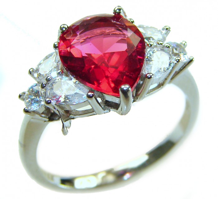 Giovanna - Magnificent Jewel 7.5 carat Ruby .925 Sterling Silver handcrafted incredible ring s. 8