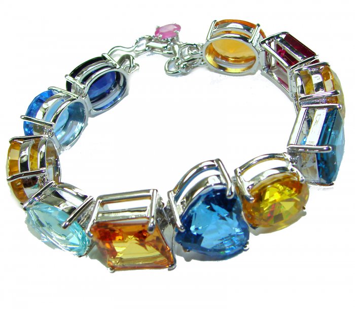 Tutti Frutti 65.5 CARAT MUTIGEM .925 Sterling Silver brilliantly handcrafted Bracelet - video