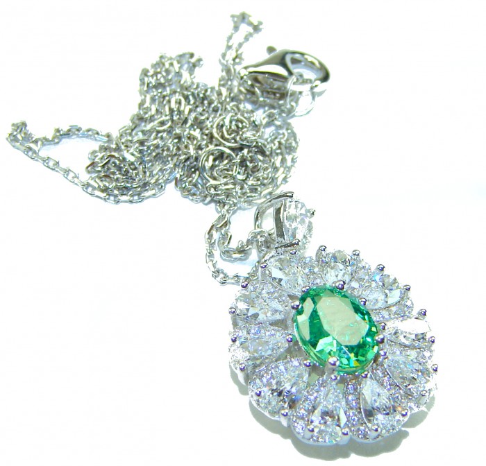 Wonderland 3.8 carat Apatite .925 Sterling Silver Handcrafted Statement necklace