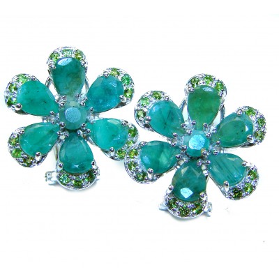 Amazonia - 339.8 carat Colombian Emerald .925 Sterling Silver handmade Statement Earrings