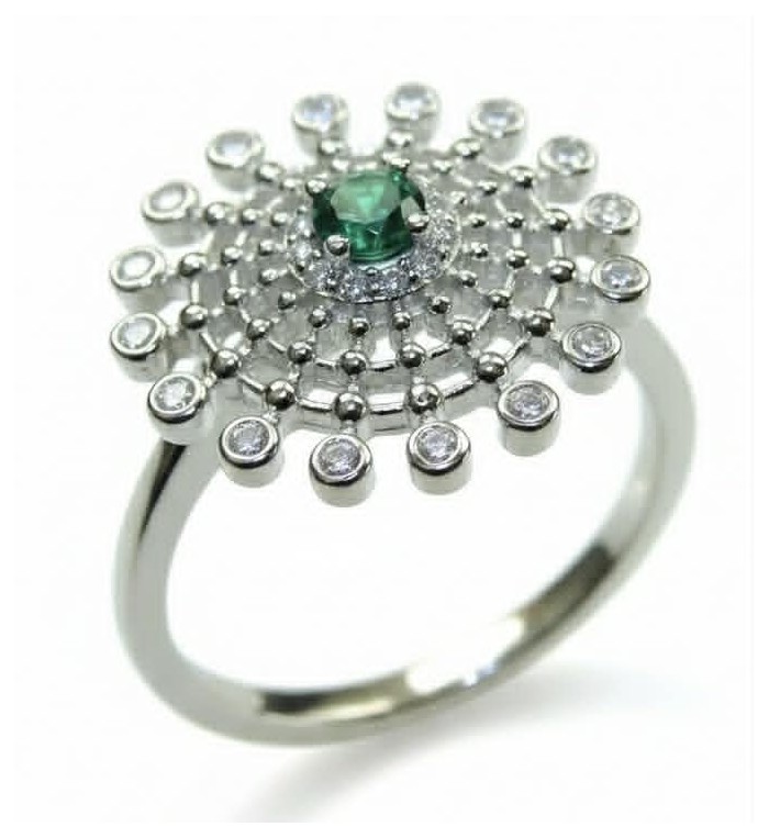 0.7 carat natural Colombian Emerald .925 Sterling Silver handmade Statement Ring size 8 1/4