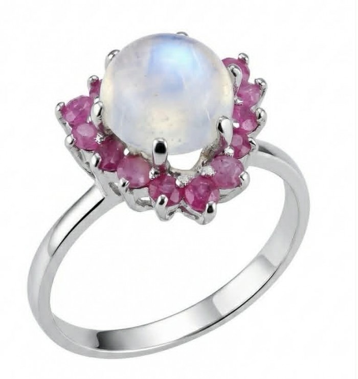 Top quality AAA+ quality Rainbow Moonstone .925 Sterling Silver handmade ring s. 9