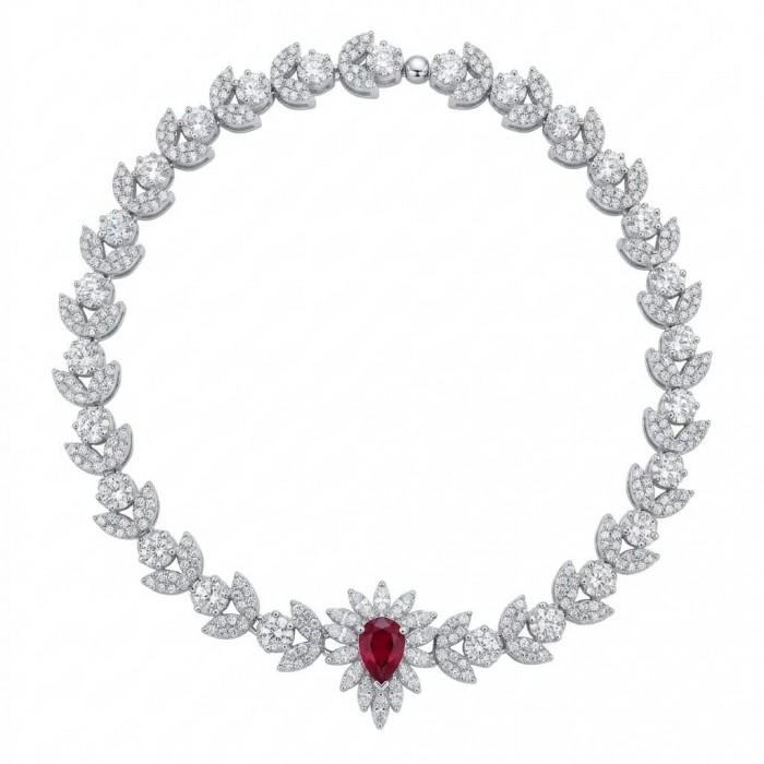Giovanna - Magnificent Jewel 7.2 carat Ruby .925 Sterling Silver handcrafted incredible Statement Bracelet