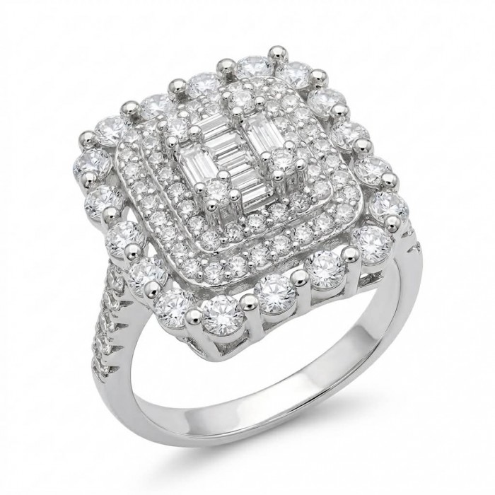 Art Deco 6.5 carat White Topaz .925 Sterling Silver ring size 7