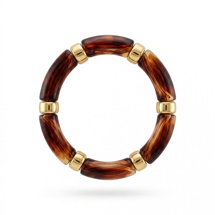 Modern Geometric Design Precious Natural Raisin Golden stretch bracelet