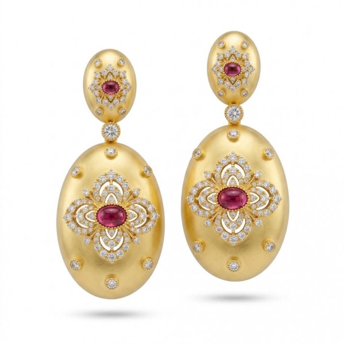 Byzantine design Authentic 8.2 carat 18K Gold over .925 Sterling Silver handcrafted Statement earrings - video