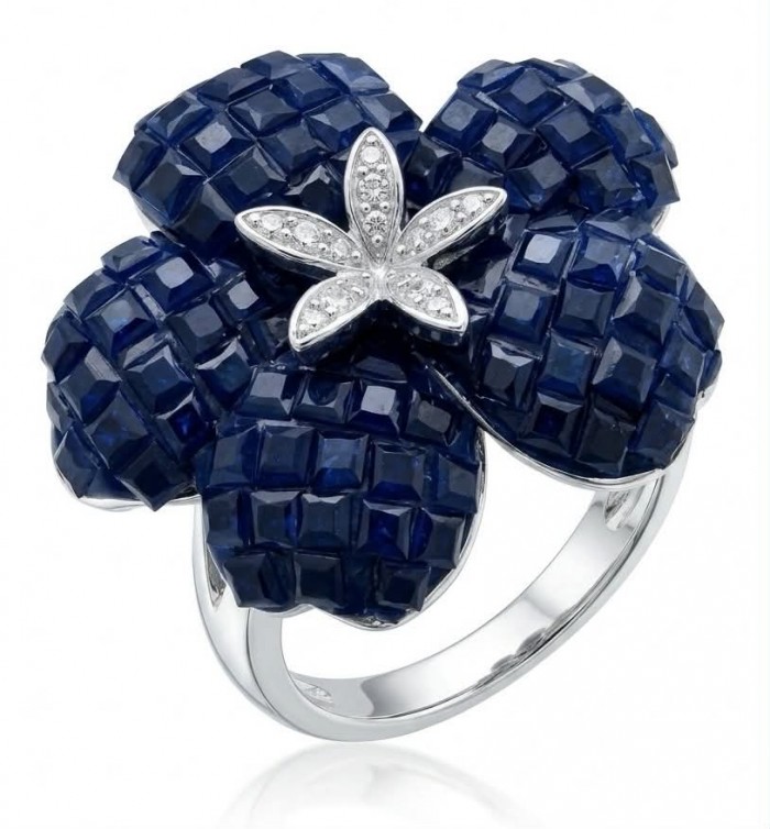 Born to Glam 12.2 carat natural Sapphire .925 Sterling Silver Perfectly handcrafted Ring s. 7 1/4