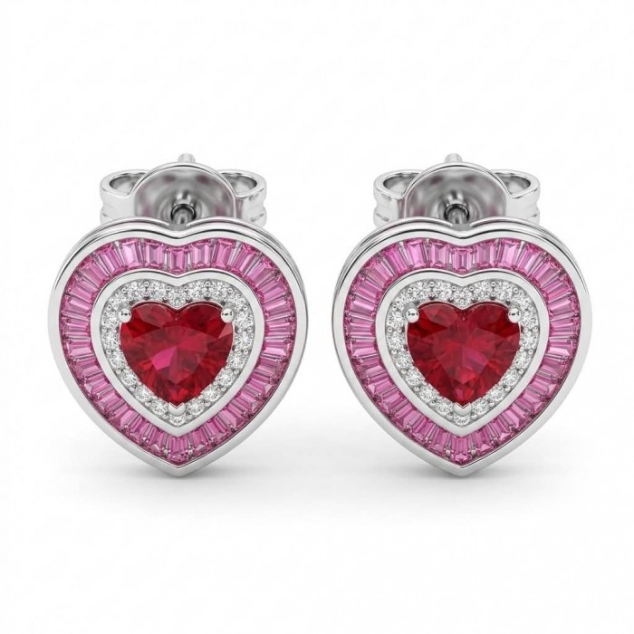 Art deco - My Sweet Heart Natural 2.8 carat Mozambique Garnet .925 Sterling Silver Handcrafted Earrings
