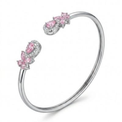 Precious Light Natural 5.2 carat Kunzite .925 Sterling Silver bracelet