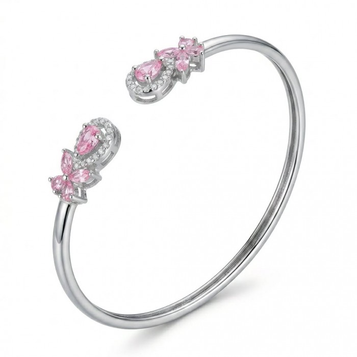 Precious Light Natural 5.2 carat Kunzite .925 Sterling Silver bracelet
