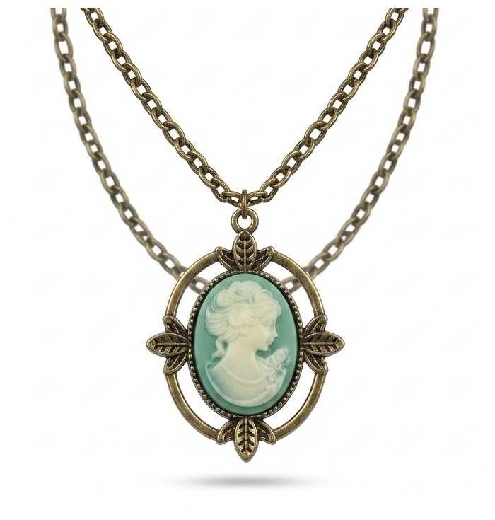 Vintage Beauty Cameo Rainbow Abalone Vintage style dipped in black rhodium Necklace