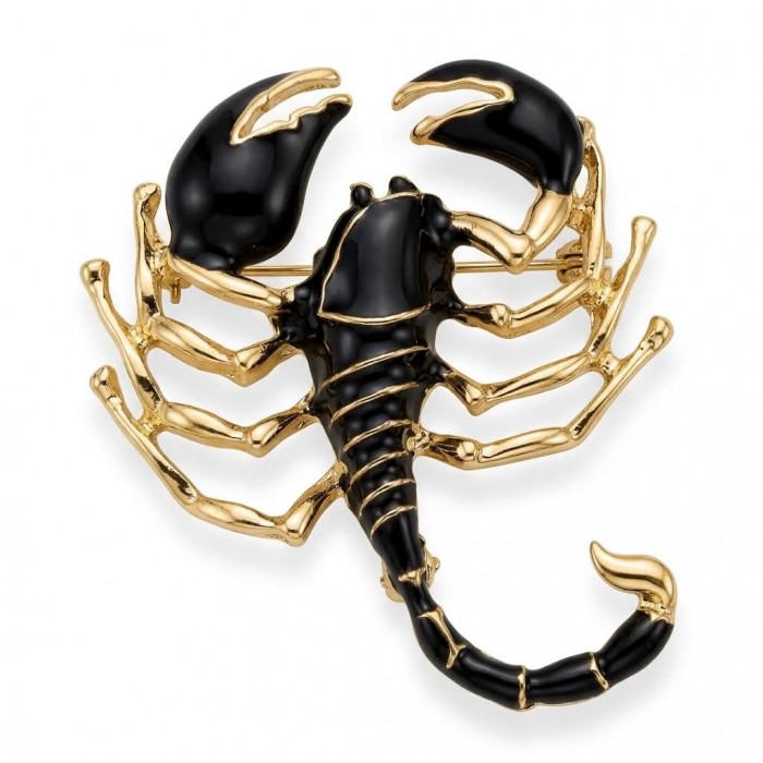 Black Scorpio Silver Overlay Pendant / Brooch