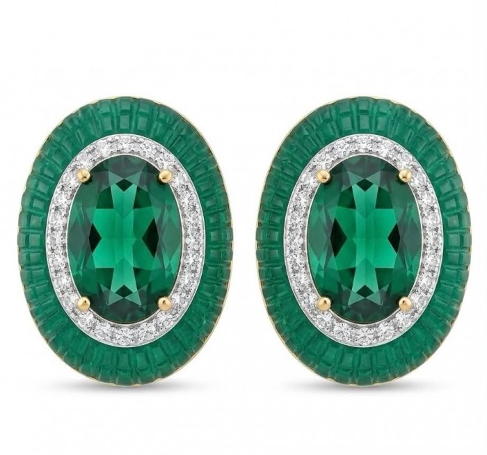 Julietta 12.5 carat Colombian Emerald .925 Sterling Silver handmade Statement earrings