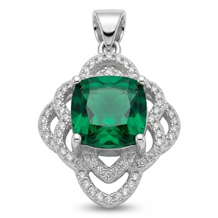 Authentic 4.5 CARAT Chrome Diopside .925 Sterling Silver Pendant