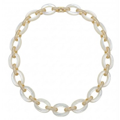 Rainbow Cascade Precious natural Blister Pearl 18K Gold over .925 Sterling Silver Necklace; 58.5 grams